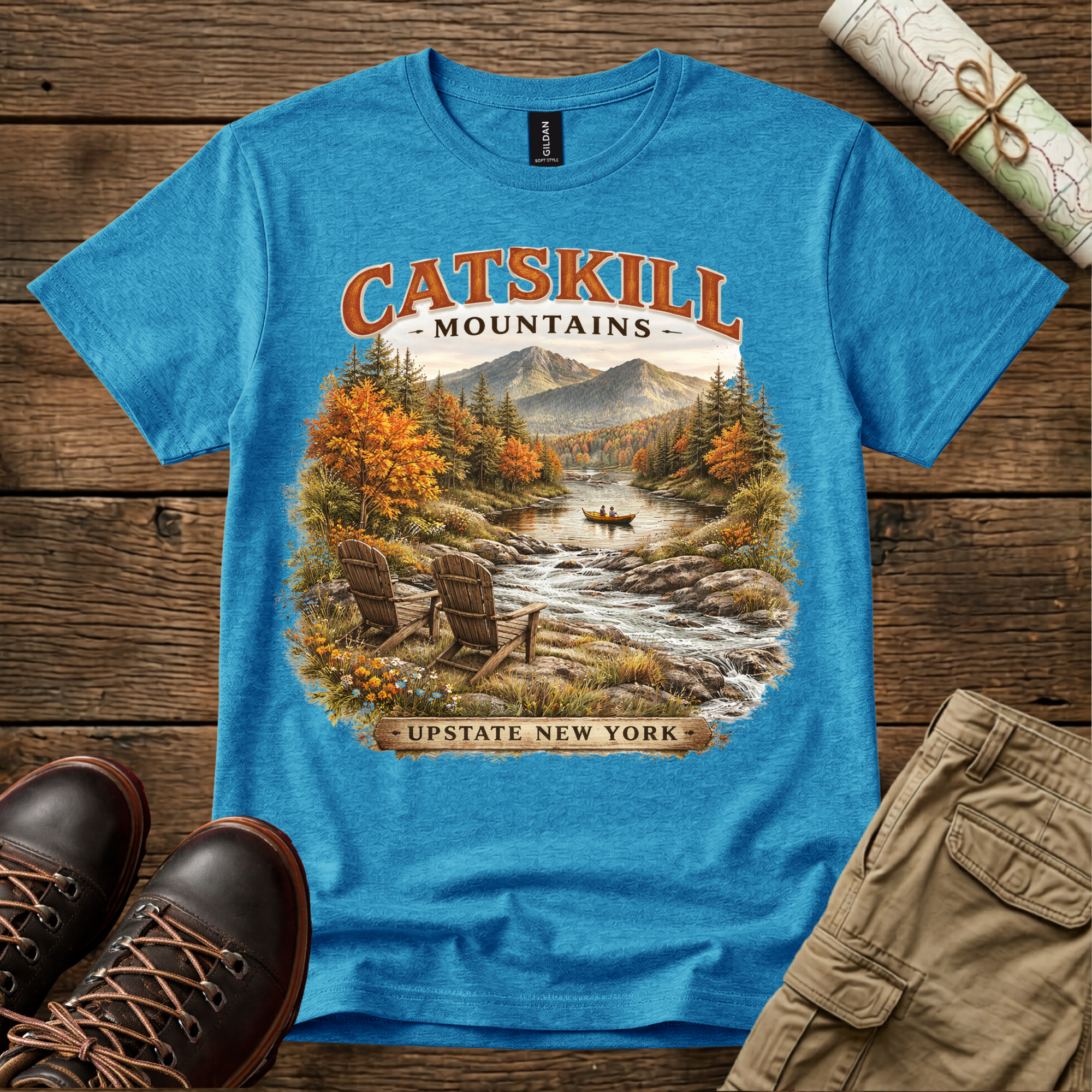 Catskill Mountains River Vintage Fall T-Shirt
