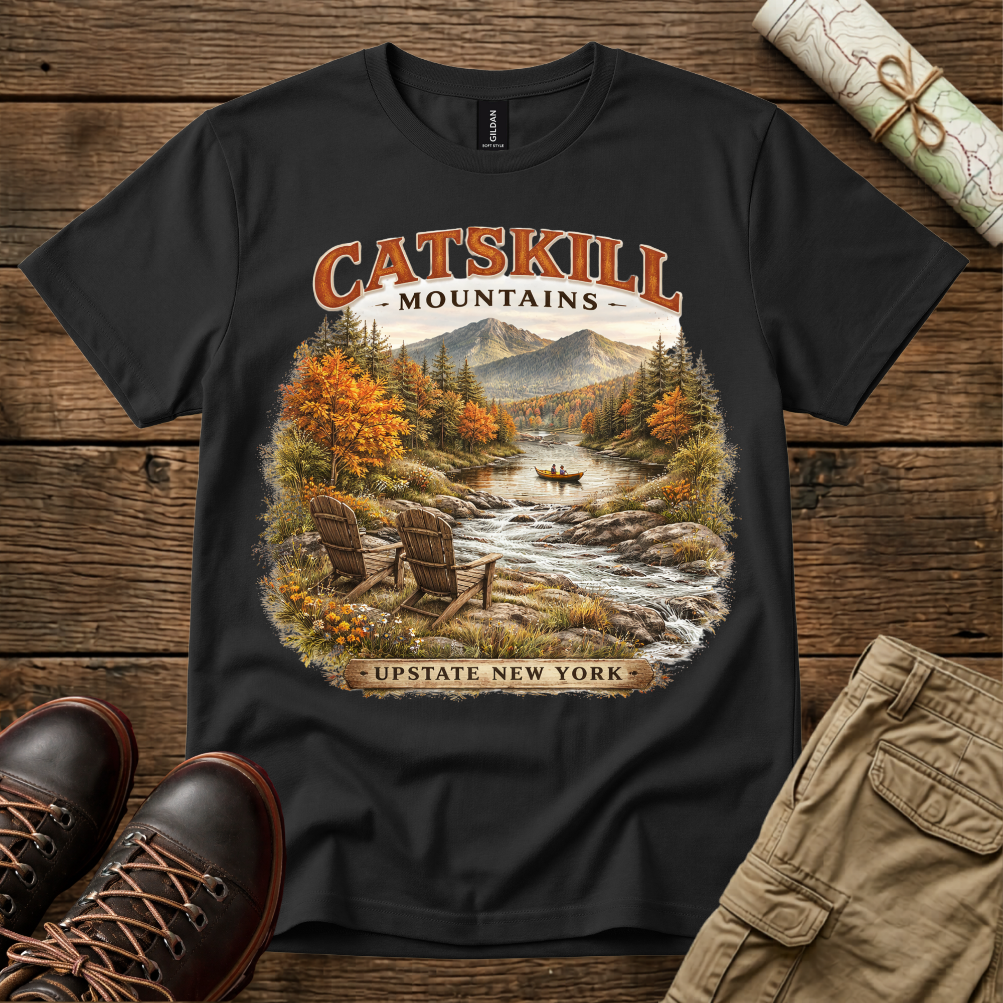Catskill Mountains River Vintage Fall T-Shirt
