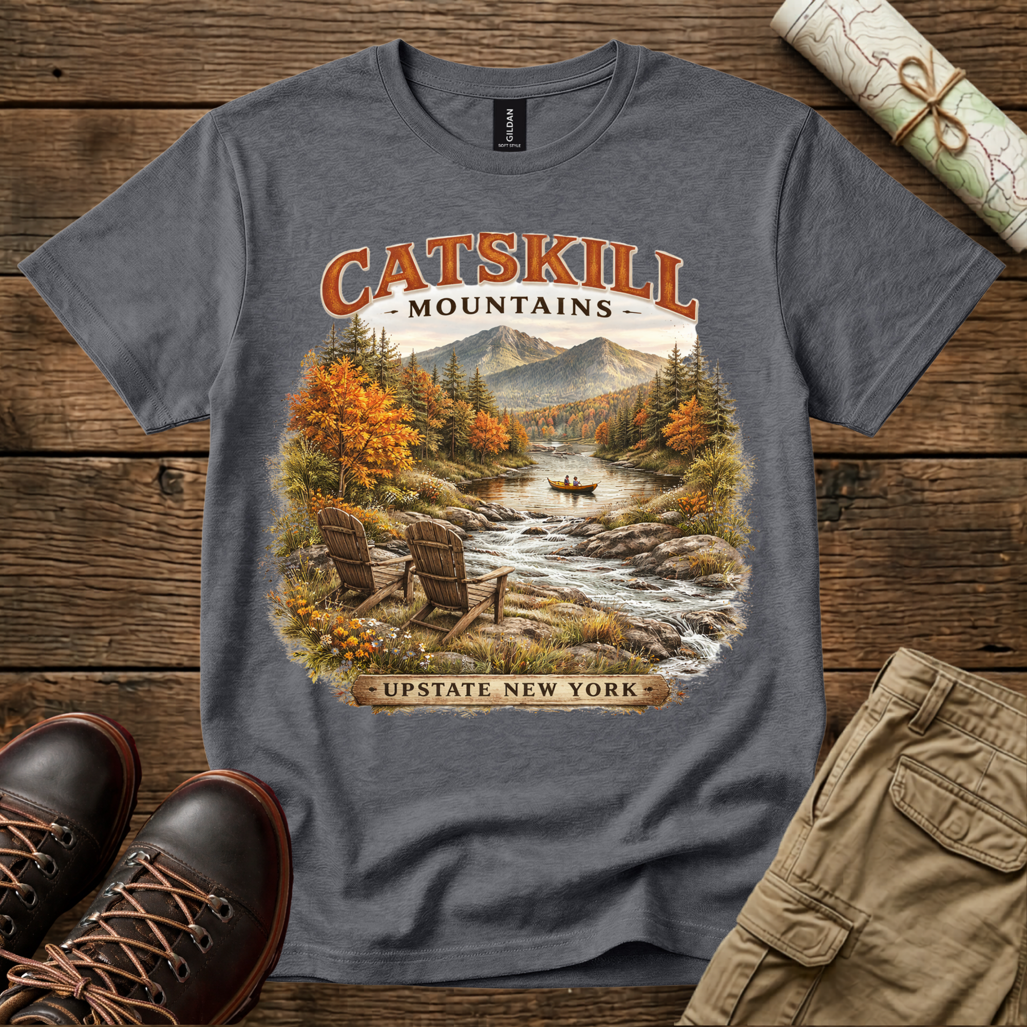 Catskill Mountains River Vintage Fall T-Shirt