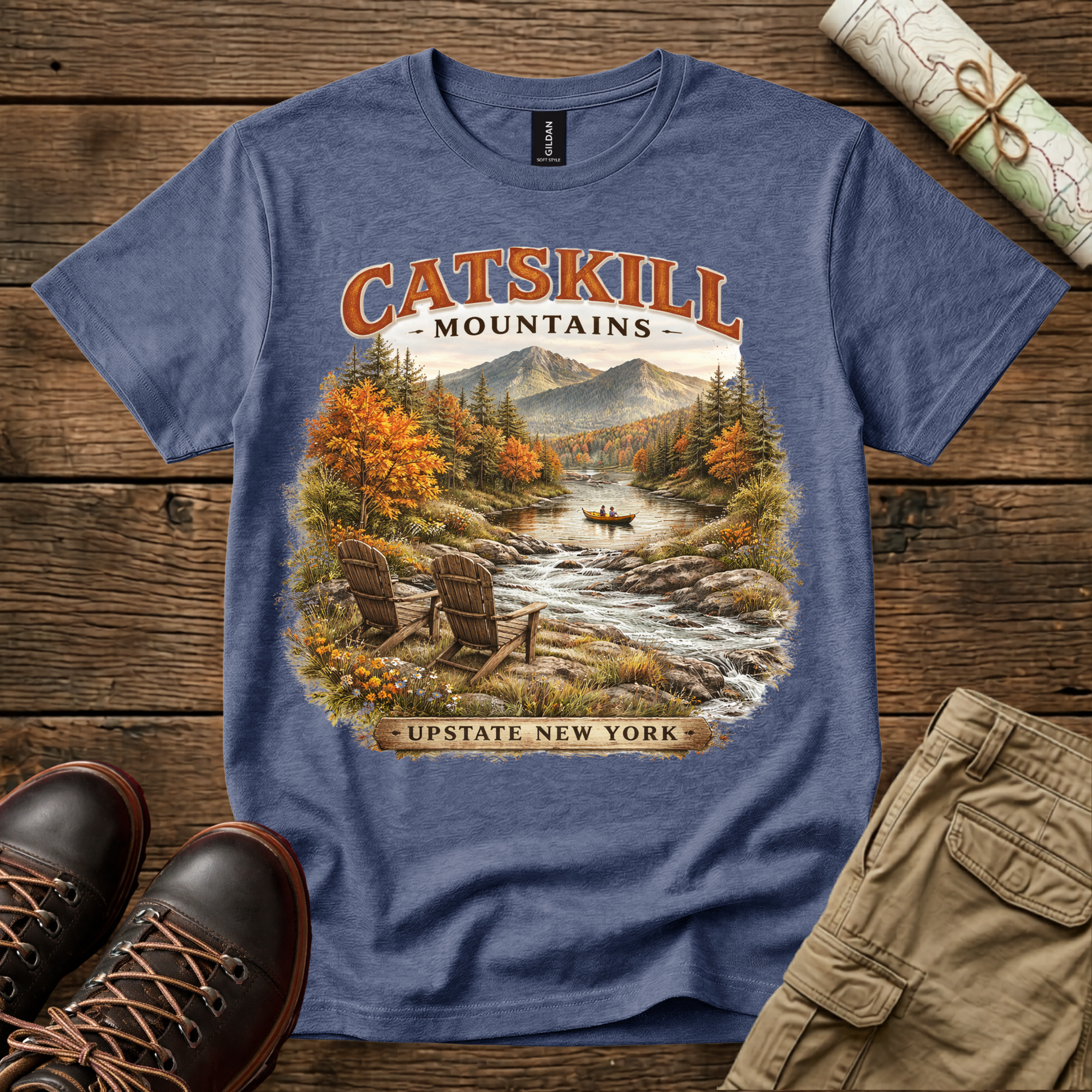 Catskill Mountains River Vintage Fall T-Shirt