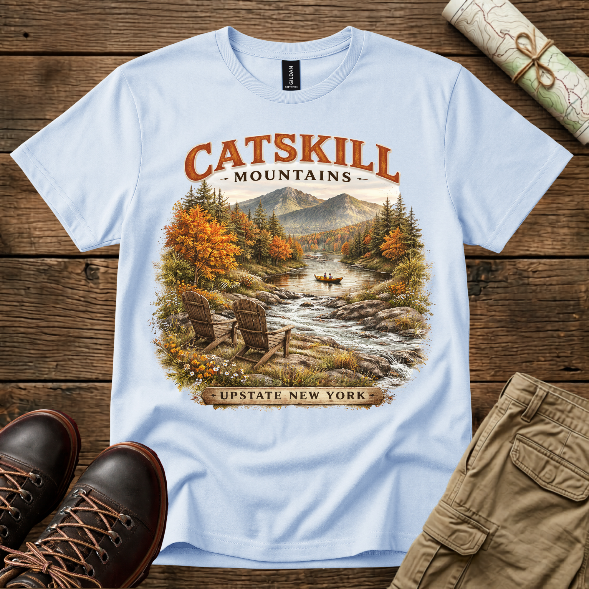 Catskill Mountains River Vintage Fall T-Shirt