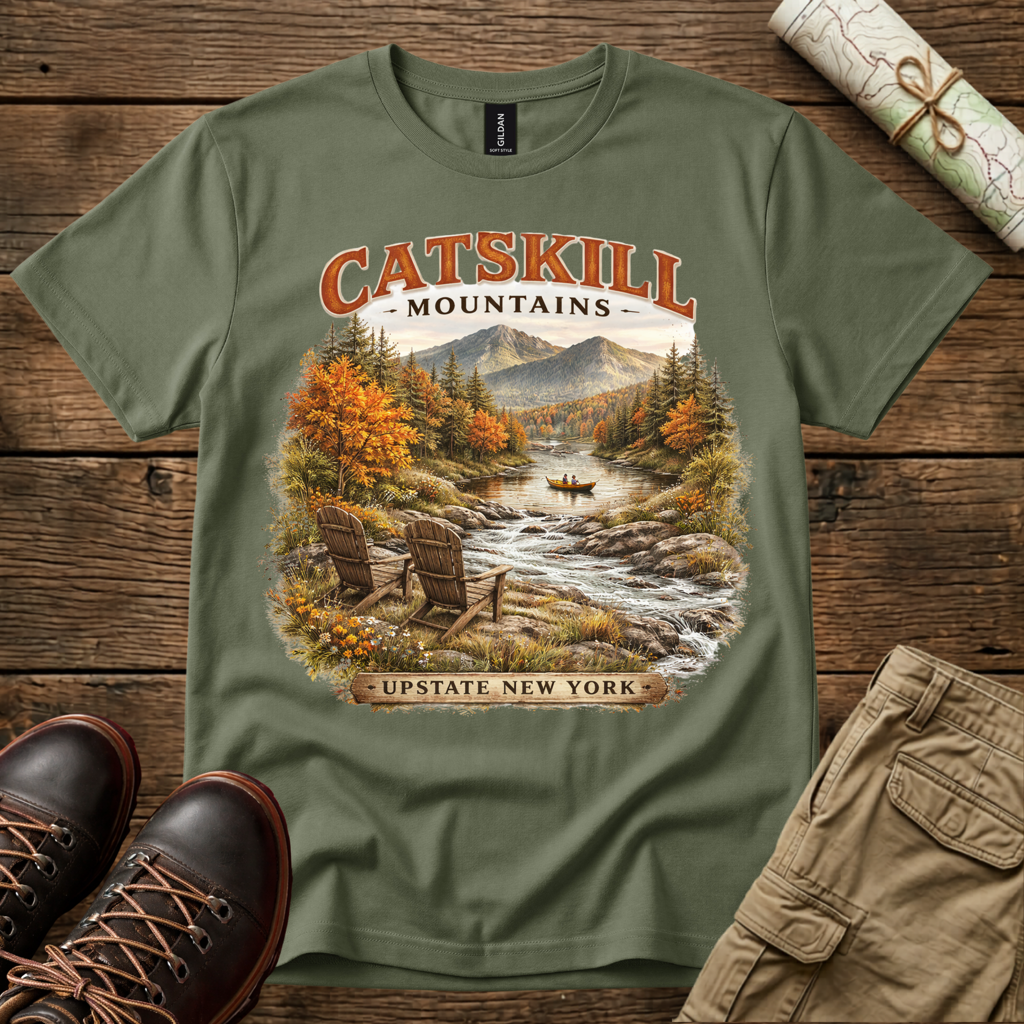 Catskill Mountains River Vintage Fall T-Shirt