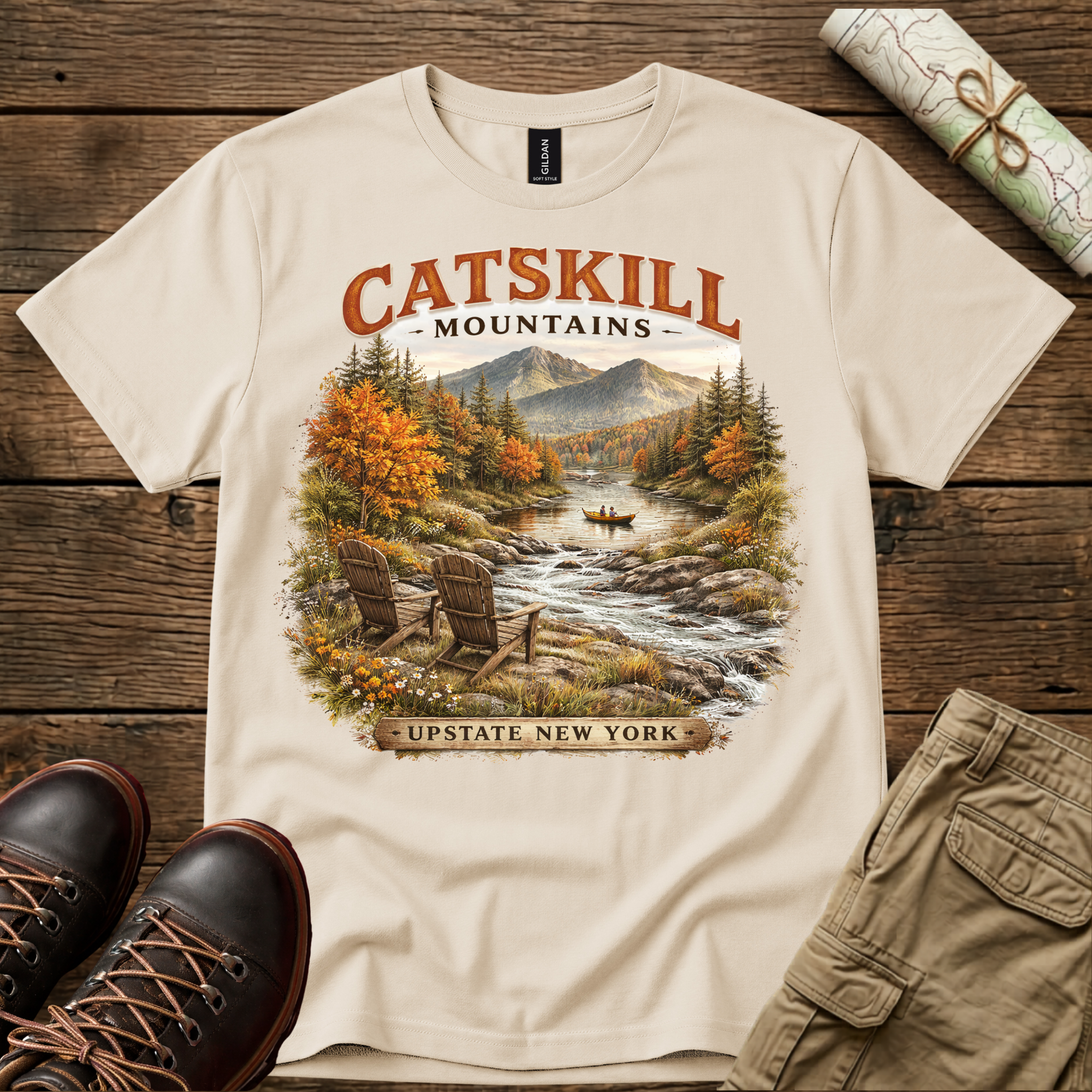 Catskill Mountains River Vintage Fall T-Shirt