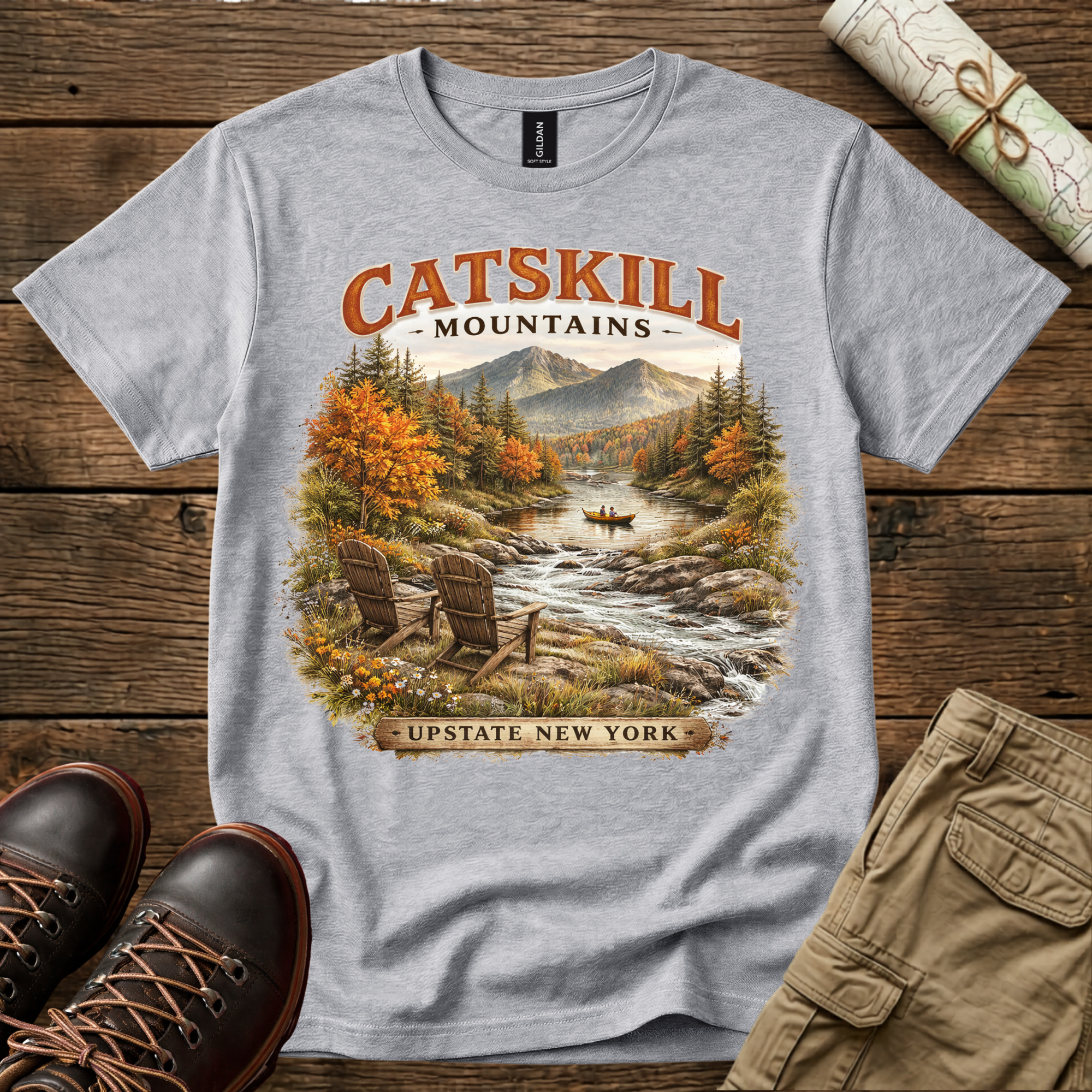 Catskill Mountains River Vintage Fall T-Shirt
