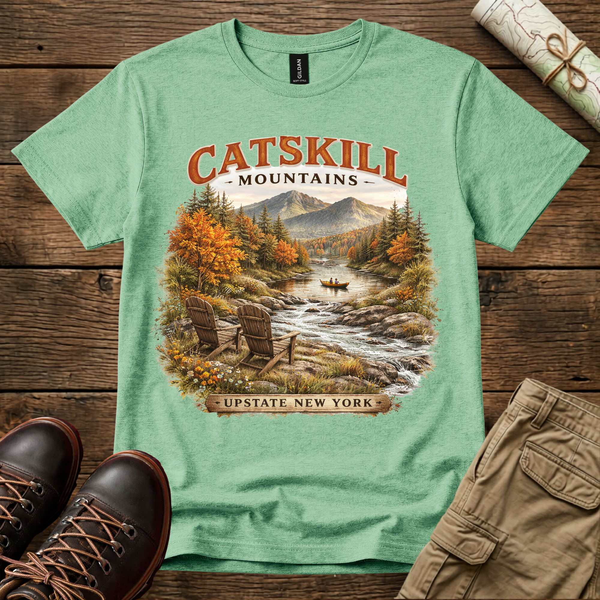 Catskill Mountains River Vintage Fall T-Shirt