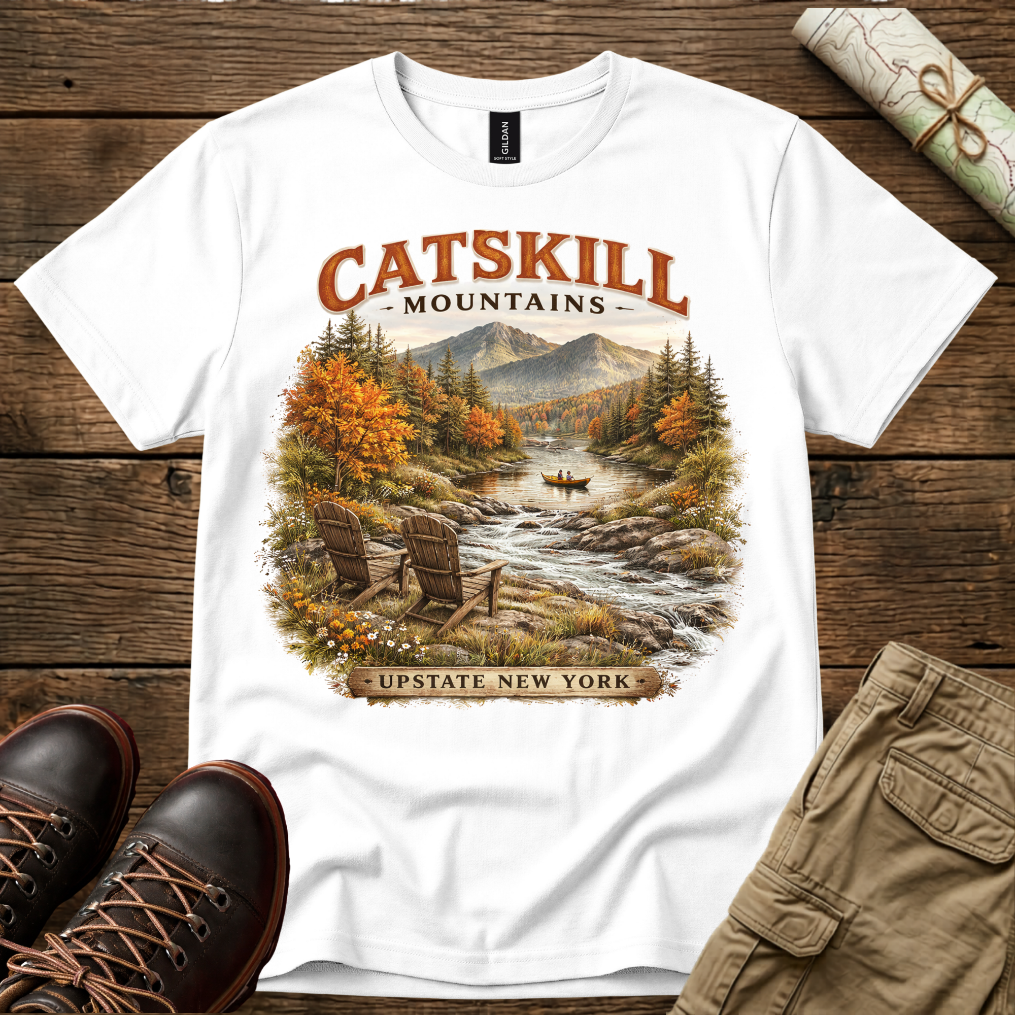 Catskill Mountains River Vintage Fall T-Shirt
