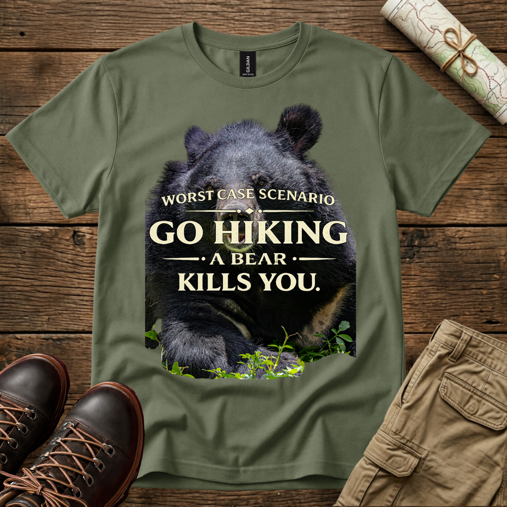 Worst Case Scenario: Go Hiking, A Bear Kills You T-Shirt