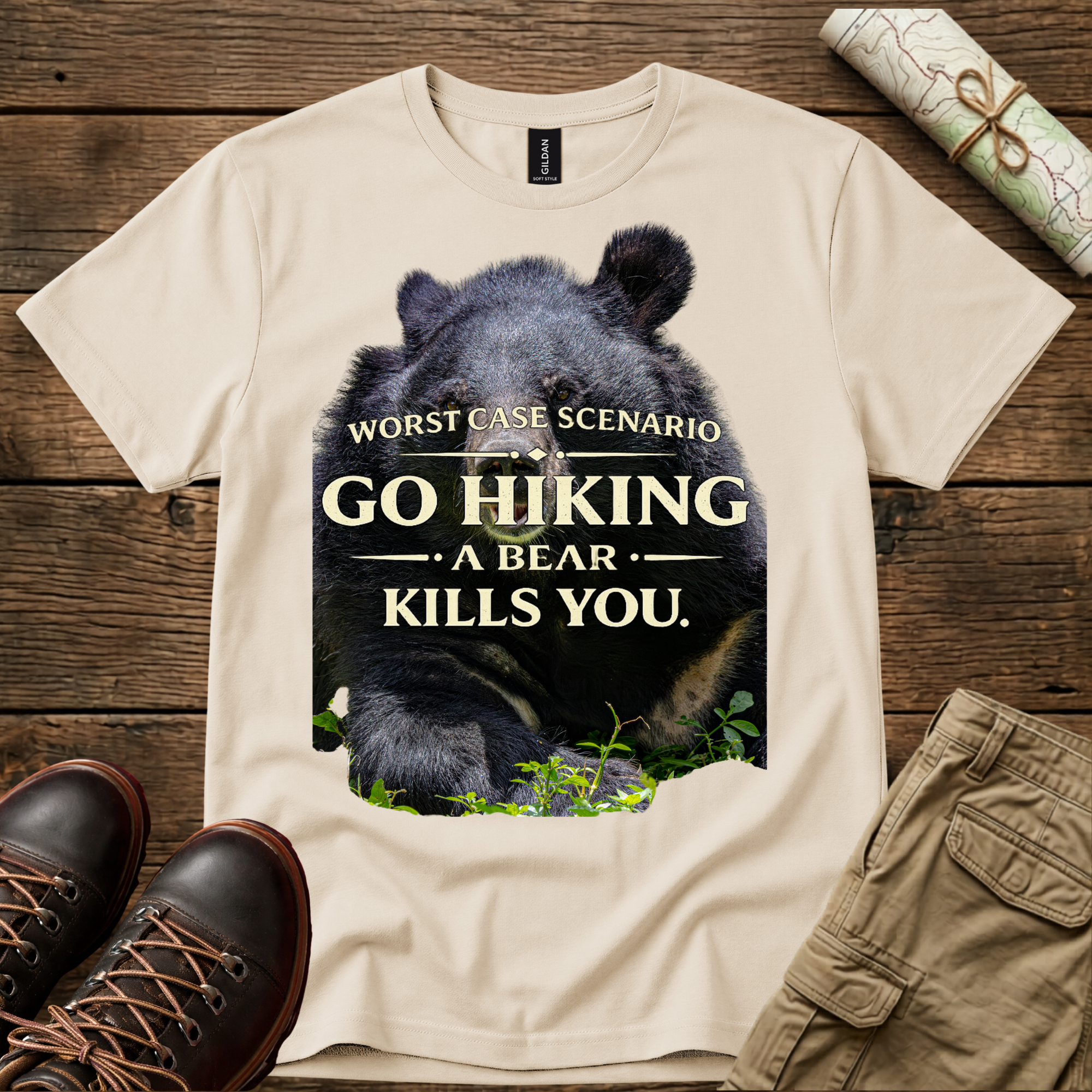 Worst Case Scenario: Go Hiking, A Bear Kills You T-Shirt