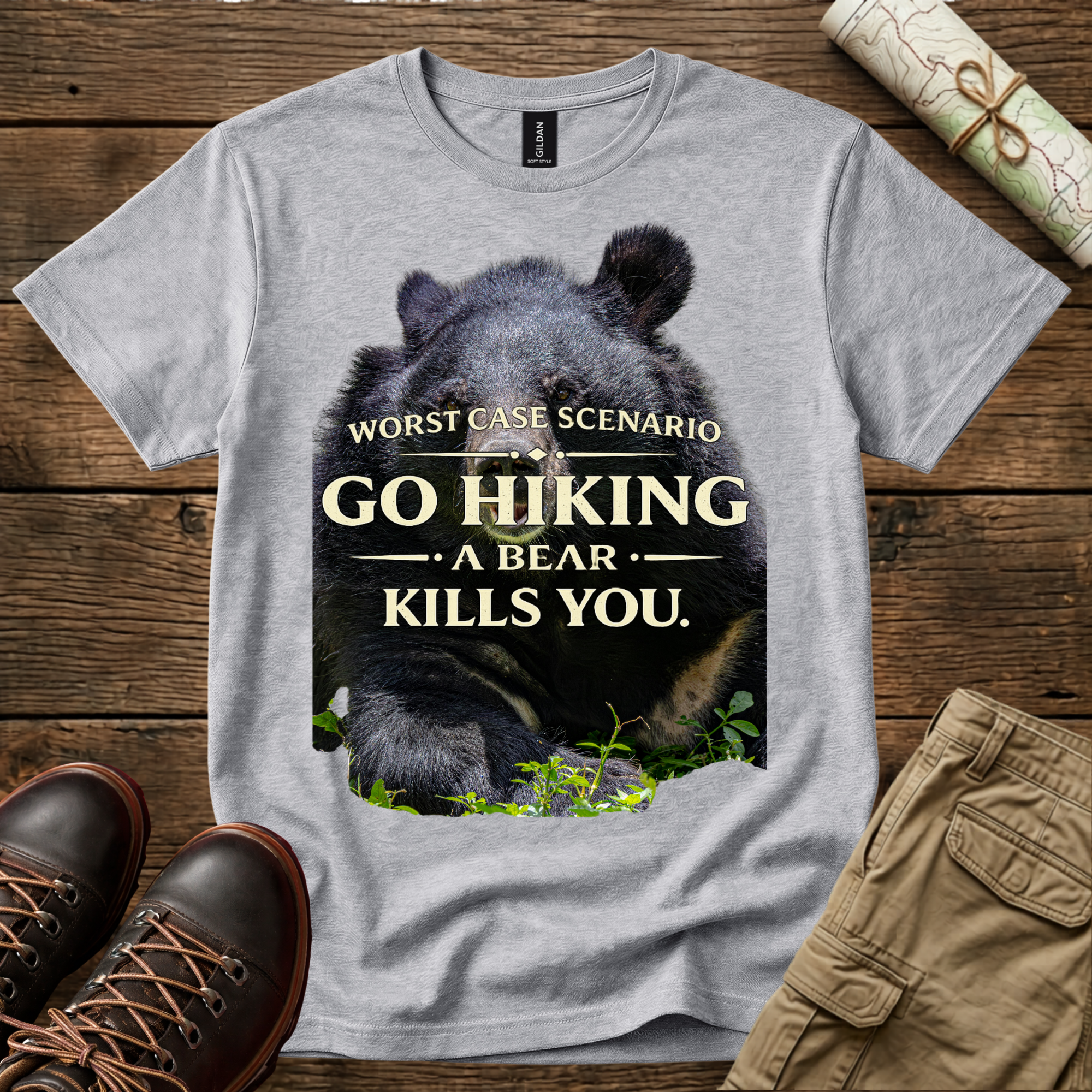 Worst Case Scenario: Go Hiking, A Bear Kills You T-Shirt